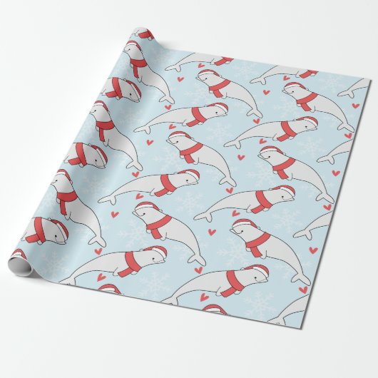 Beluga Whale Christmas Geschenkpapier (Ungerollt)