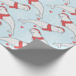 Beluga Whale Christmas Geschenkpapier<br><div class="desc">Ein bezaubernder Beluga-Wal in seiner Weihnachtsmannmütze und seinem Schal zu Weihnachten bereit.</div>
