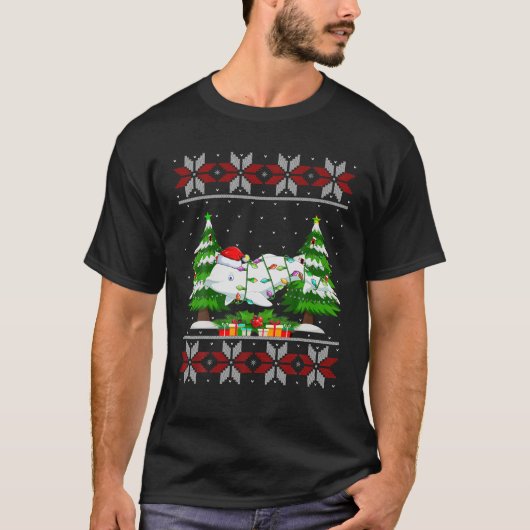 Beluga Whale Christmas Tree Lights Ugly Sweater Sa T-Shirt (Vorderseite)