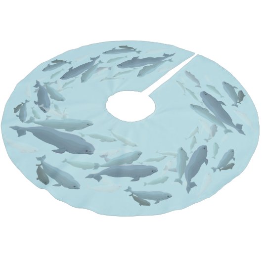 Beluga Whale Christmas Tree Skirt Whale Tree Skirt Polyester Weihnachtsbaumdecke (Schrägansicht)