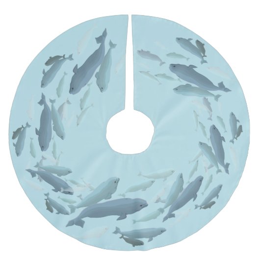 Beluga Whale Christmas Tree Skirt Whale Tree Skirt Polyester Weihnachtsbaumdecke (Vorderseite)