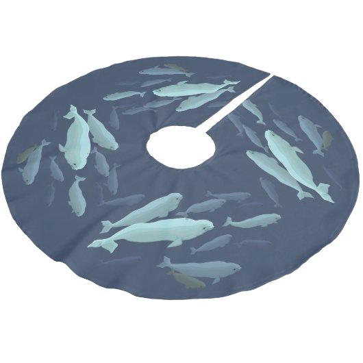 Beluga Whale Christmas Tree Skirt Whale Tree Skirt Polyester Weihnachtsbaumdecke (Schrägansicht)