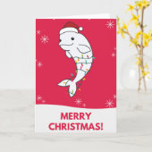Beluga Whale Frohe Weihnachts Winter Tiere Wale Karte (Gelbe Blume)