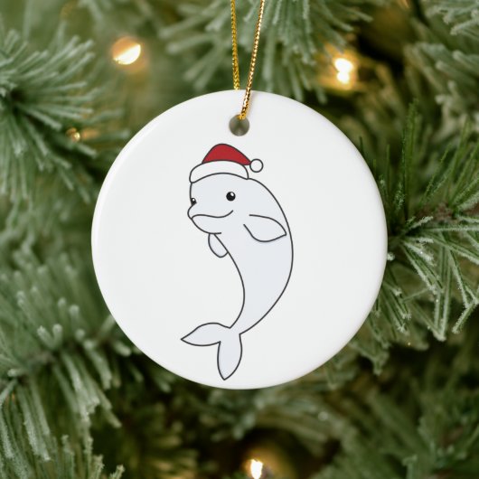 Beluga Whale Frohe Weihnachts Winter Tiere Wale Keramik Ornament (Baum)