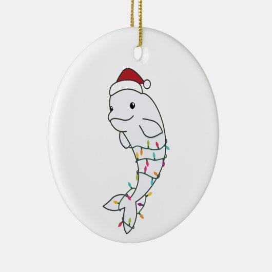 Beluga Whale Frohe Weihnachts Winter Tiere Wale Keramik Ornament (Rechts)