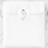 Beluga Whale Frohe Weihnachts Winter Tiere Wale Quadratischer Aufkleber (Tasche)