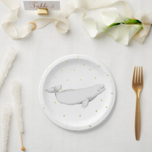 Beluga Whale Illustration Dots Pappteller