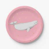 Beluga Whale Illustration Dots Pink Pappteller (Vorderseite)