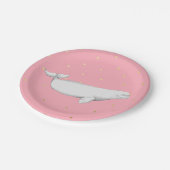 Beluga Whale Illustration Dots Pink Pappteller (Schrägansicht)