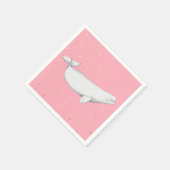 Beluga Whale Illustration Gold Dots Pink Serviette (Ecke)