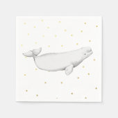 Beluga Whale Illustration Gold Dots Serviette (Vorderseite)