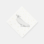 Beluga Whale Illustration Gold Dots Serviette (Ecke)