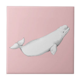 Beluga Whale Illustration Whale Lover Gift Pink Fliese
