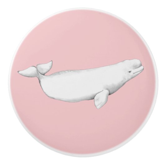 Beluga Whale Illustration Whale Lover Gift Pink Keramikknauf (Vorderseite)