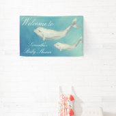 Beluga Whale Mama und Calf Baby Dusche Banner (InSitu)