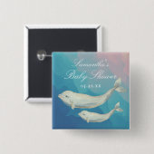Beluga Whale Mama und Calf Baby Dusche Button (Vorne & Hinten)
