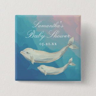 Beluga Whale Mama und Calf Baby Dusche Button