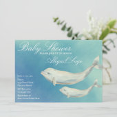 Beluga Whale Mama und Calf Baby Dusche Einladung (Stehend Vorderseite)