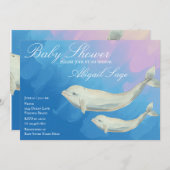 Beluga Whale Mama und Calf Baby Dusche Einladung (Vorne/Hinten)