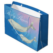 Beluga Whale Mama und Calf Baby Dusche Große Geschenktüte (Rückseite Schrägansicht)
