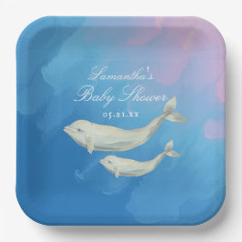 Beluga Whale Mama und Calf Baby Dusche Pappteller