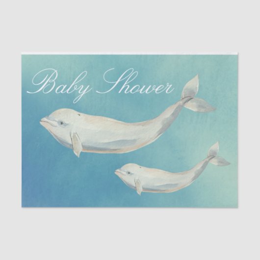 Beluga Whale Mama und Calf Baby Dusche Seidenpapier (Vorderseite)