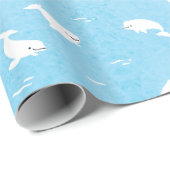 Beluga Whale Muster in Ocean Blue Geschenkpapier (Rolleneckpunkt)