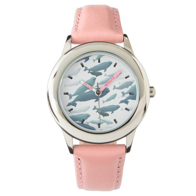 Beluga Whale Niedlich Baby Beluga Wrist Watch Armbanduhr (Vorderseite)