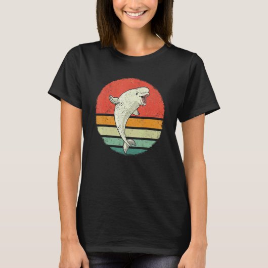 Beluga Whale Ocean Belugas Retro Sunset T-Shirt (Vorderseite)