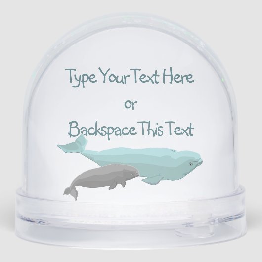 Beluga Whale Snow Globe Custom Whale Snow Globe Schneekugeln (Rückseite)