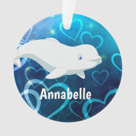 Beluga Whale und Blue Hearts Arktische Weihnachten Ornament