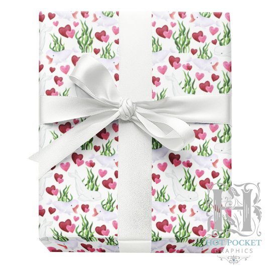 Beluga Whale Valentine Gift Wrapping Paper White Geschenkpapier