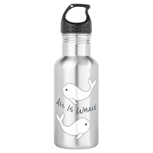Beluga Whale Water Flasche (dunkler Text) Edelstahlflasche (Vorderseite)