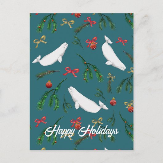 Beluga Whale Weihnachtsfeiertag Postkarte (Vorderseite)