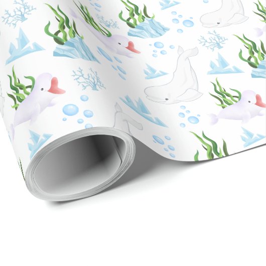 Beluga Whale Wrapping Paper Geschenkpapier (Rolleneckpunkt)