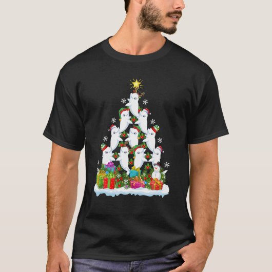 Beluga Whale Xmas Tree Lighting Santa Beluga Wald T-Shirt (Vorderseite)