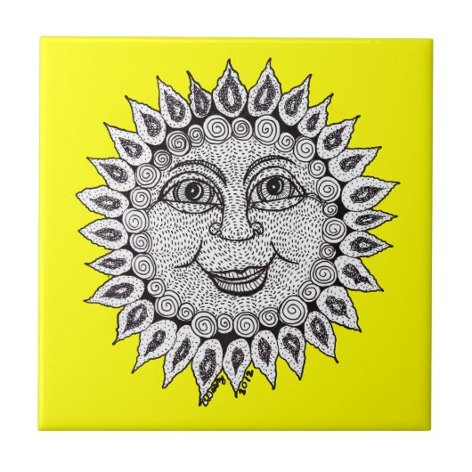Belustigungs-Sonnenschein-Fliese Fliese (Vorderseite)