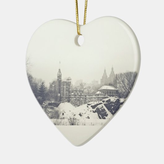 Belvedere-Schloss im Winterurlaub Keramik Ornament (Links)