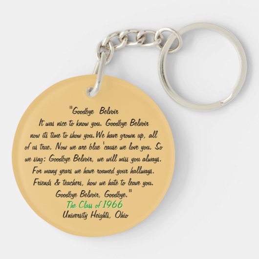 Belvoir Elementary Alumni (Personalisiert) Schlüsselanhänger (Rückseite)