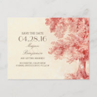 bemalte alte Baum Vintage Save-the-Date-Postkarten