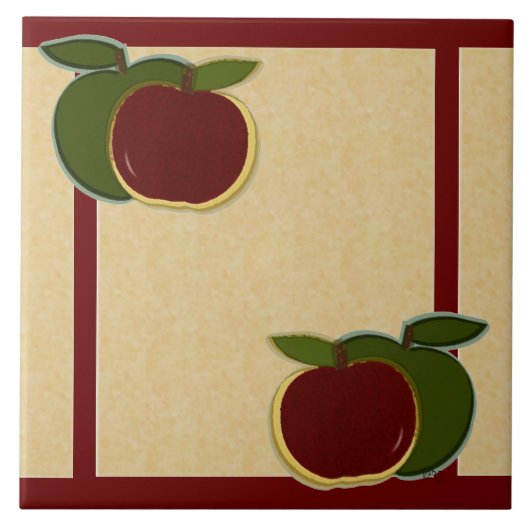 Bemalte Äpfel (Feinbeere/Cranberry) Fliese (Vorderseite)