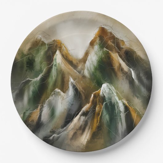 Bemalte Berge Pappteller (Vorderseite)