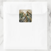 Bemalte Berge Quadratischer Aufkleber (Tasche)