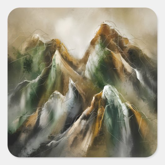 Bemalte Berge Quadratischer Aufkleber (Vorderseite)