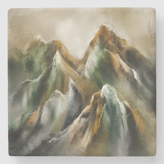 Bemalte Berge Steinuntersetzer (Vorderseite)