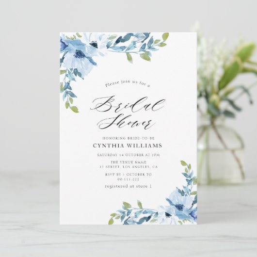 bemalte blühende Brautdusche Einladung (Stehend Vorderseite)