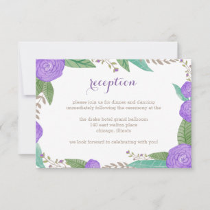 Bemalte Blumen Hochzeitsempfangskarte Einladung