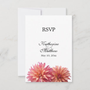 Bemalte Dahlienblume in Rosa und Koralle RSVP Karte