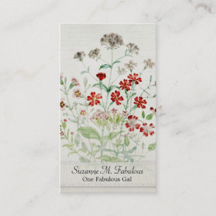 Bemalte Fangfliegen-Blumenstrauß-Vintage-Schrift Visitenkarte