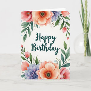 Bemalte Geburtstagskarte mit Blüten Karte